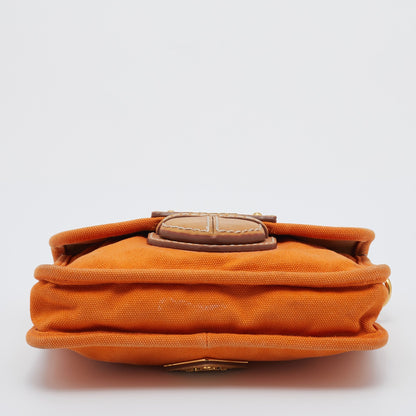 Prada Orange Canvas Flap Crossbody Bag