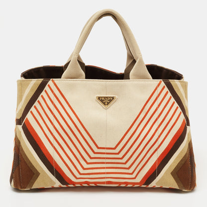 Prada Multicolor Printed Canvas Large Canapa Tote