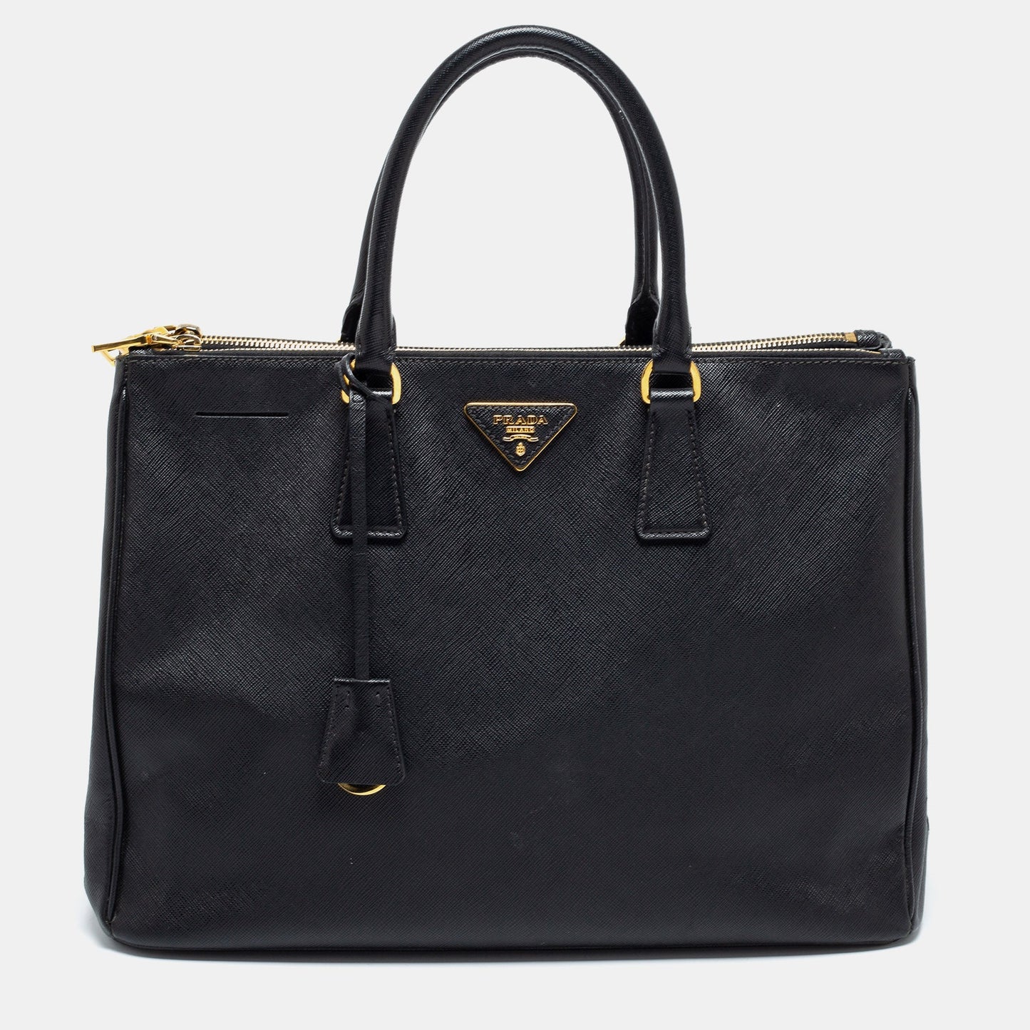 Prada Black Leather Large Double Zip Tote