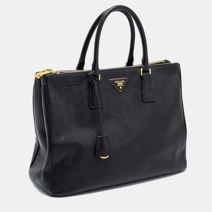 Prada Black Leather Large Double Zip Tote