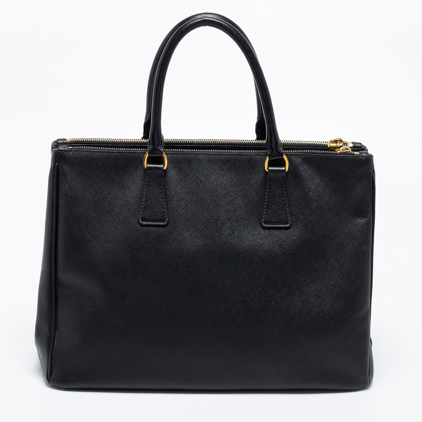 Prada Black Leather Large Double Zip Tote