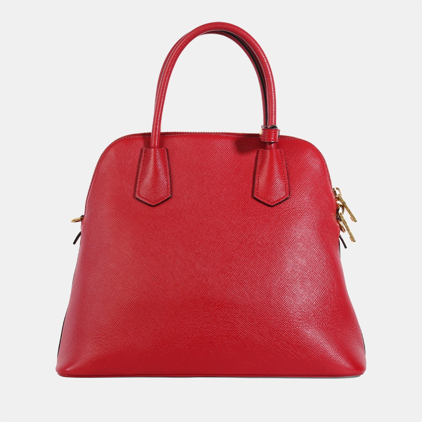 PRADA Red Saffiano Leather Medium Dome Satchel Bag