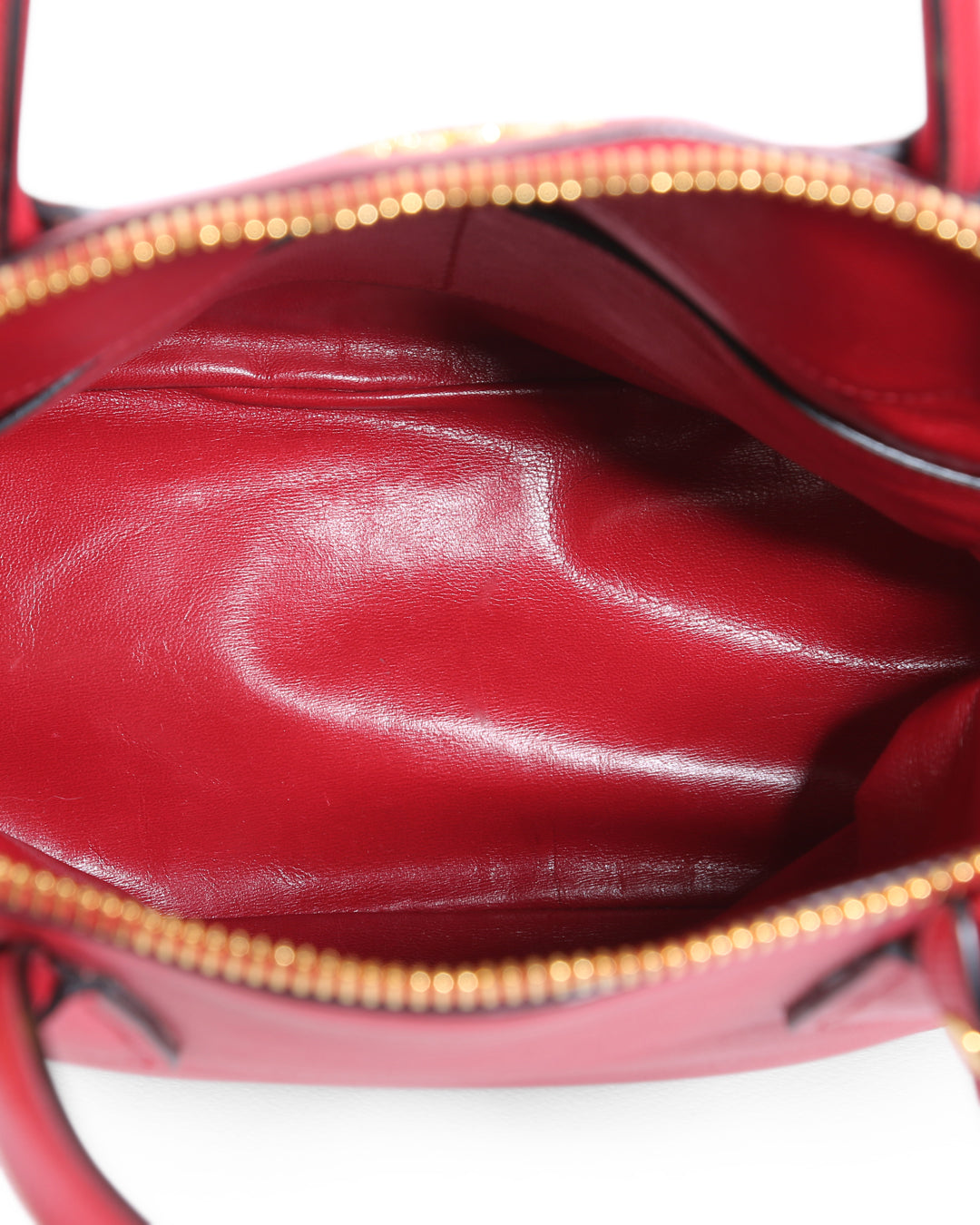 PRADA Red Saffiano Leather Medium Dome Satchel Bag