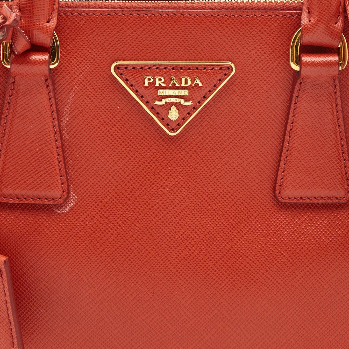 PRADA Red Saffiano Lux Leather Mini Double Zip Tote