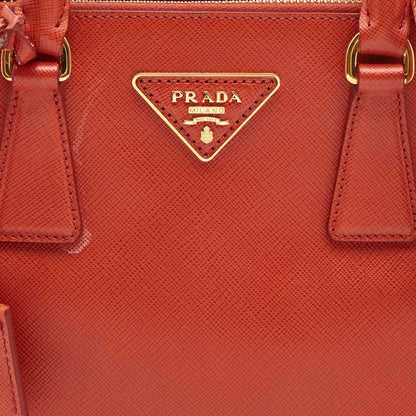 PRADA Red Saffiano Lux Leather Mini Double Zip Tote