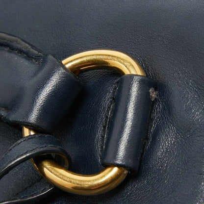 PRADA Navy Blue Leather Side Zip Tote