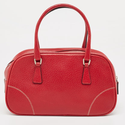 PRADA Red Leather Mini Bowler Bag