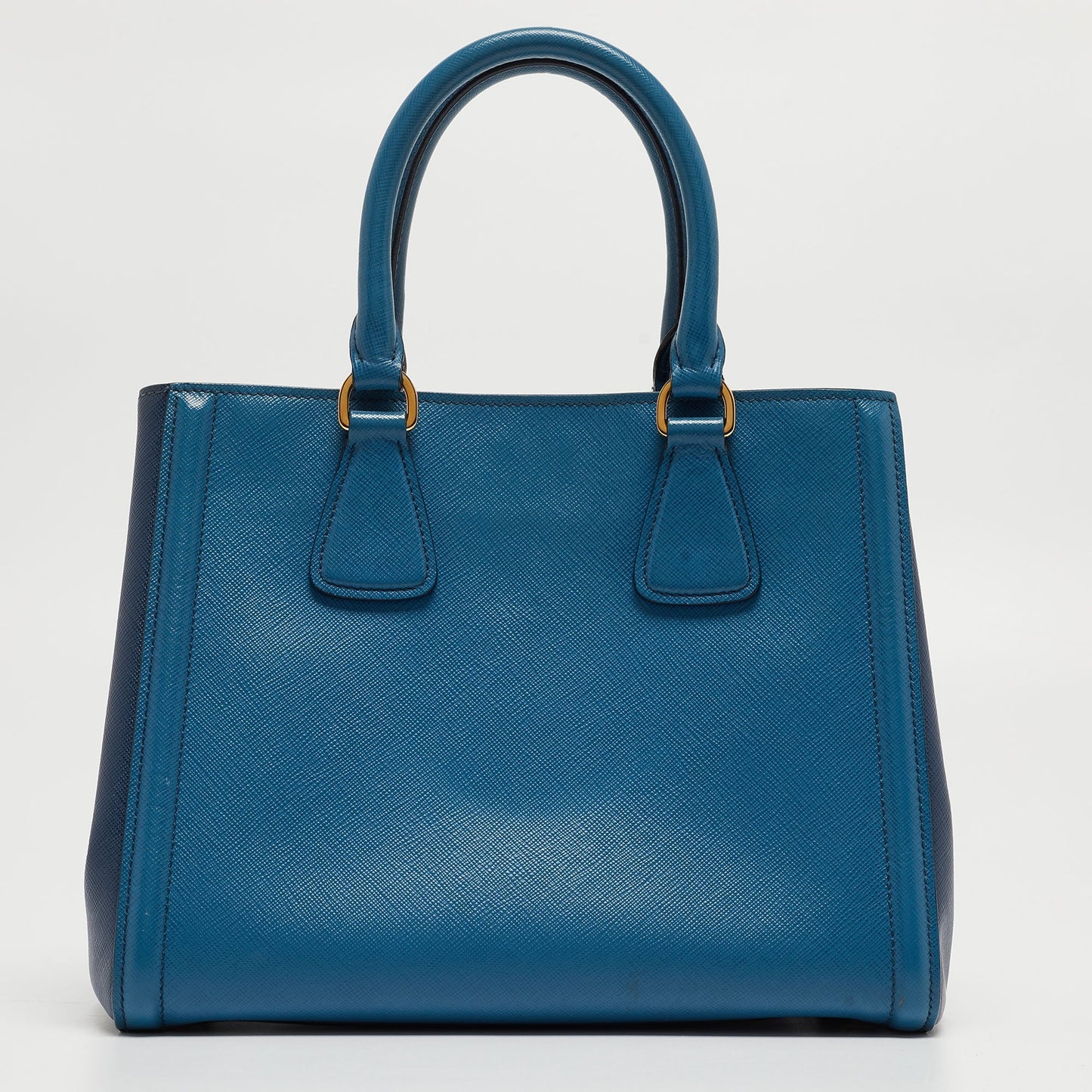 PRADA Two Tone Blue Saffiano Lux Leather Tote