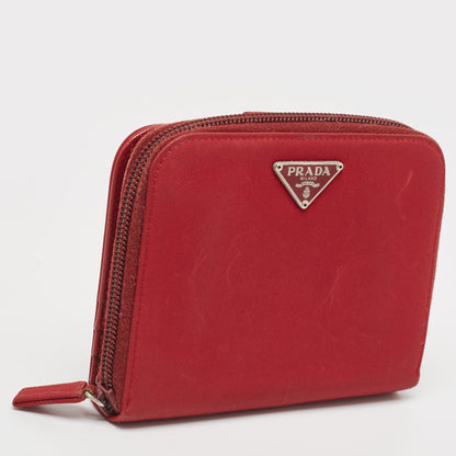 PRADA Red Nylon French Flap Wallet