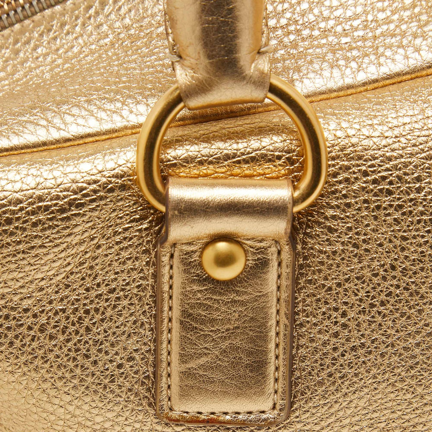 PRADA Gold Vitello Daino Leather Large Bauletto Bag