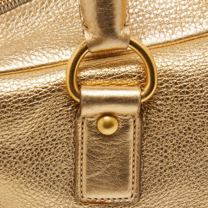 PRADA Gold Vitello Daino Leather Large Bauletto Bag