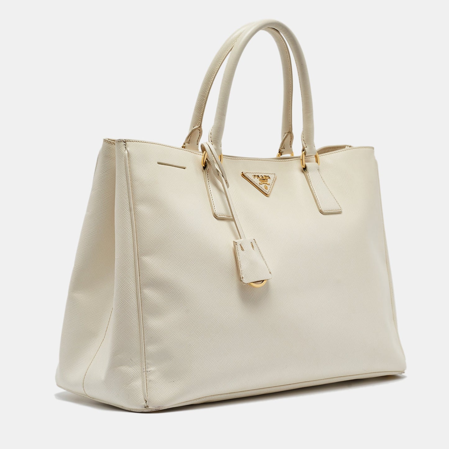 PRADA White Saffiano Leather Large Galleria Tote