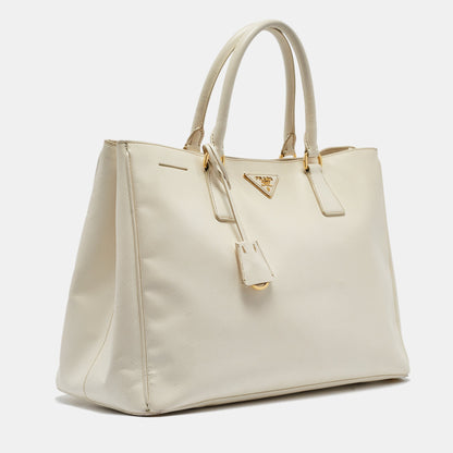 PRADA White Saffiano Leather Large Galleria Tote