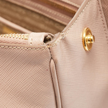 PRADA Light Pink Saffiano Lux Leather Large Double Zip Tote