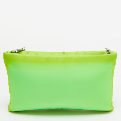 PRADA Green Tessuto Nylon Logo Chain Clutch