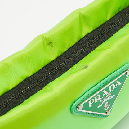 PRADA Green Tessuto Nylon Logo Chain Clutch