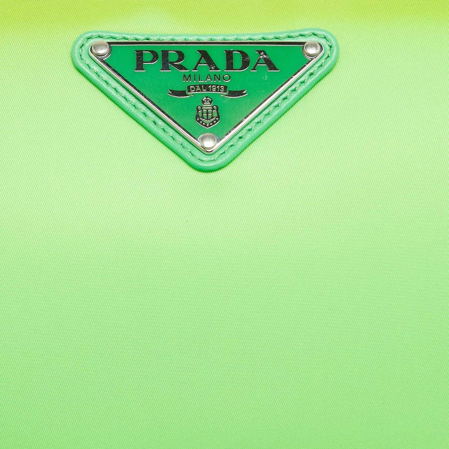 PRADA Green Tessuto Nylon Logo Chain Clutch