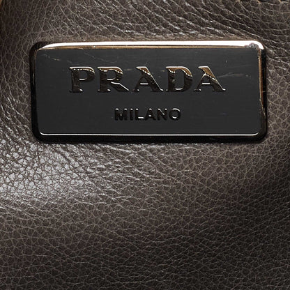 PRADA Grey Leather Double Handle Tote