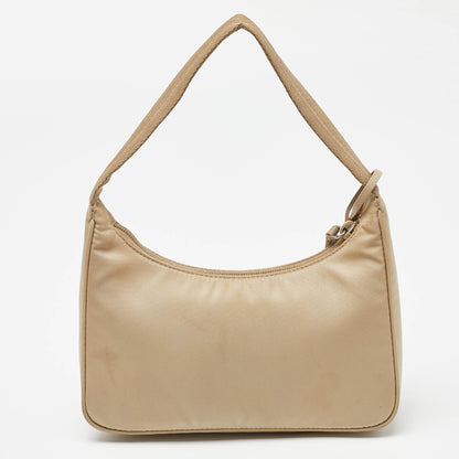 PRADA Beige Nylon Re-Edition 2000 Baguette Bag