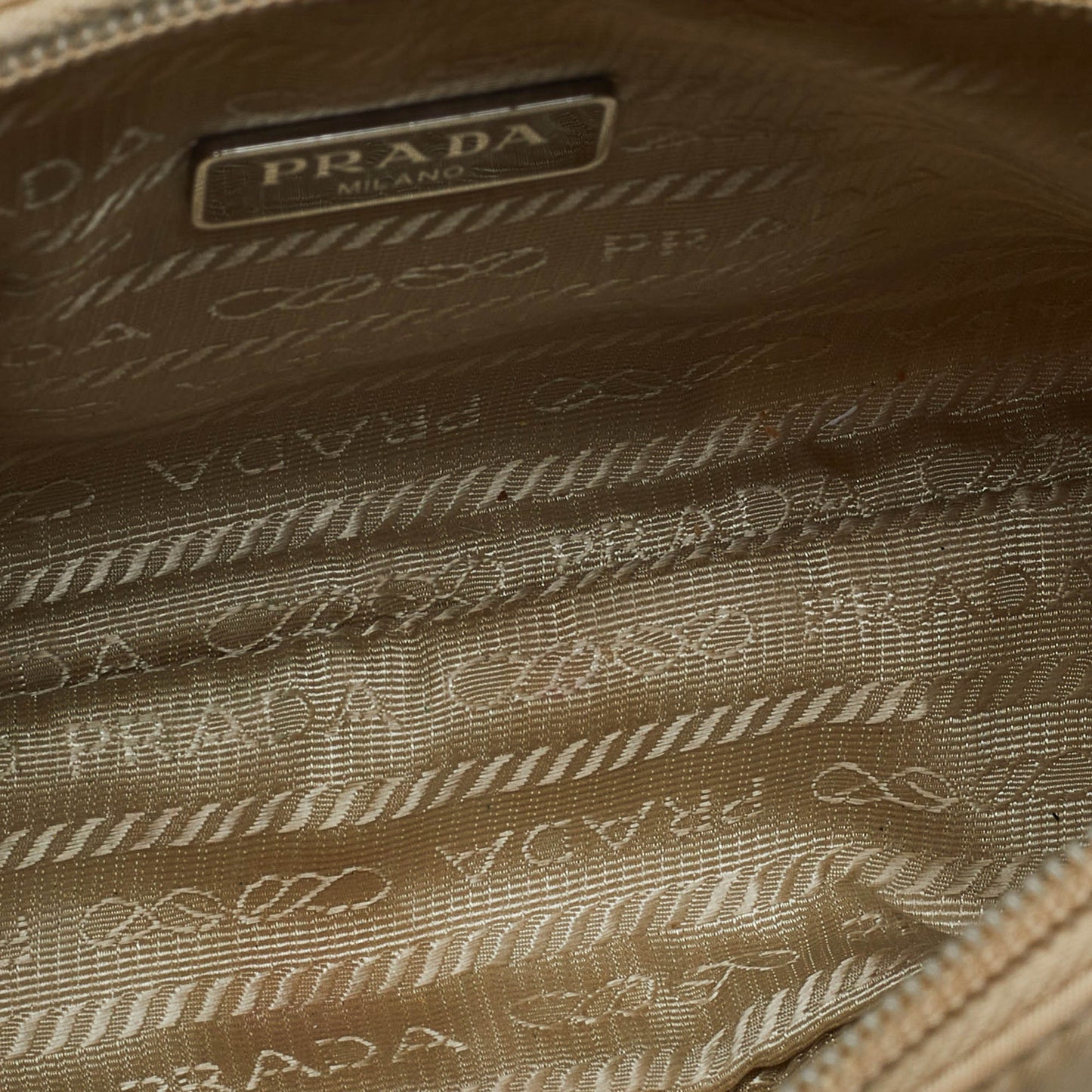 PRADA Beige Nylon Re-Edition 2000 Baguette Bag