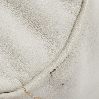 PRADA Off White Vitello Daino Leather Zip Hobo