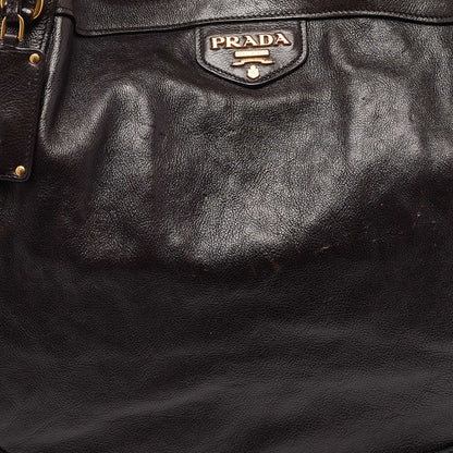 PRADA Brown Glace Leather Tote