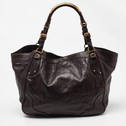 PRADA Brown Glace Leather Tote