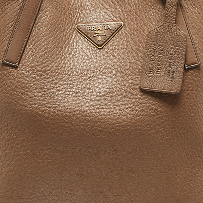 PRADA Beige Cervo Leather Tote