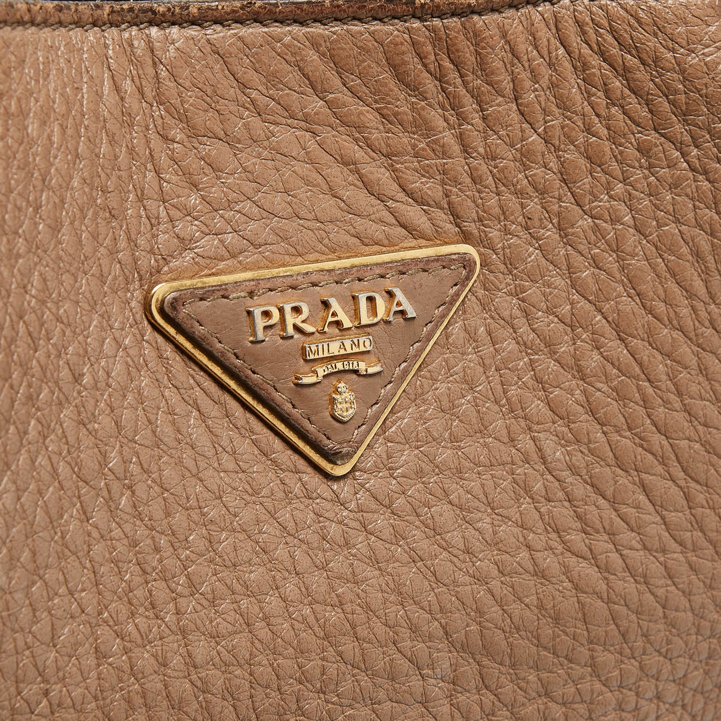 PRADA Beige Cervo Leather Tote