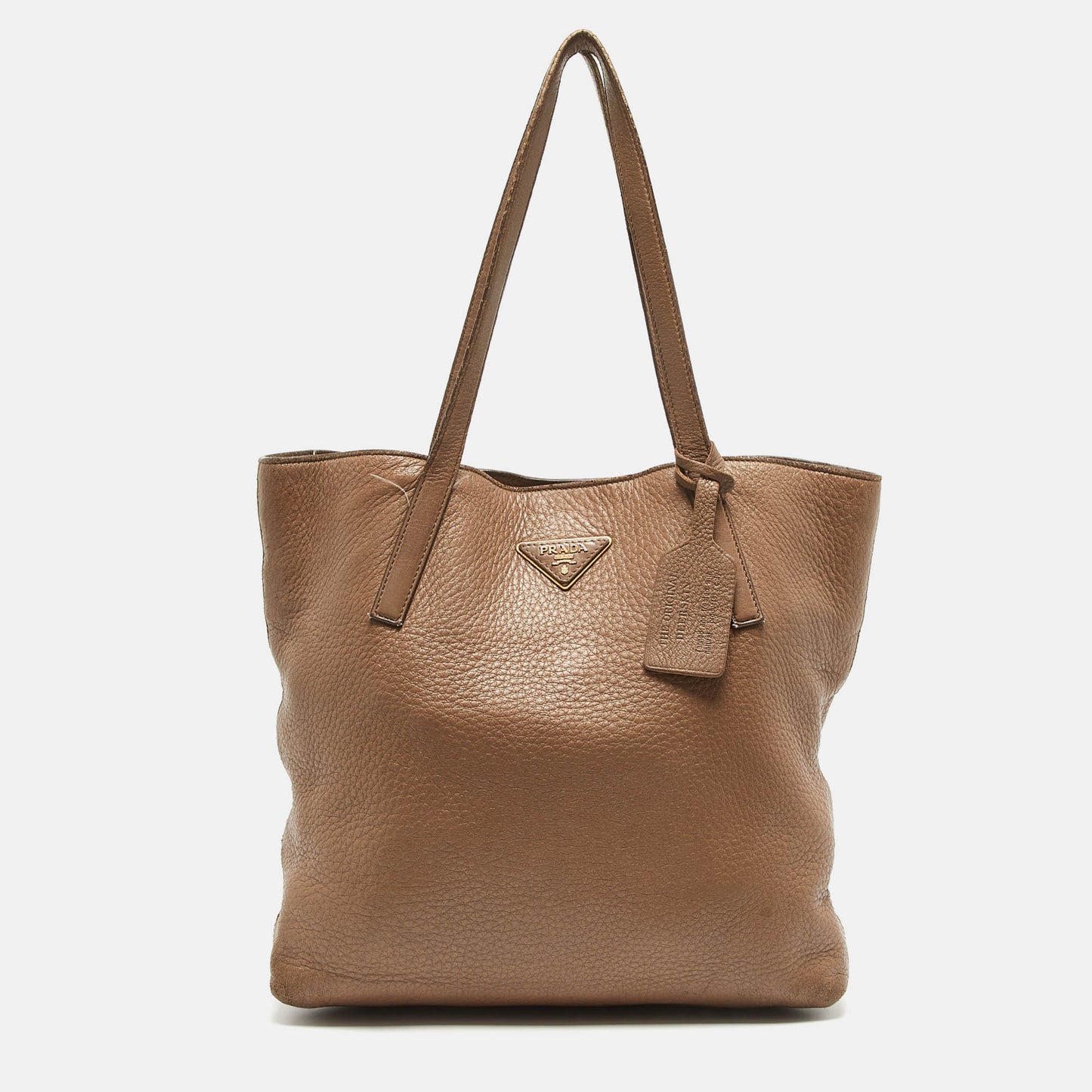 PRADA Beige Cervo Leather Tote