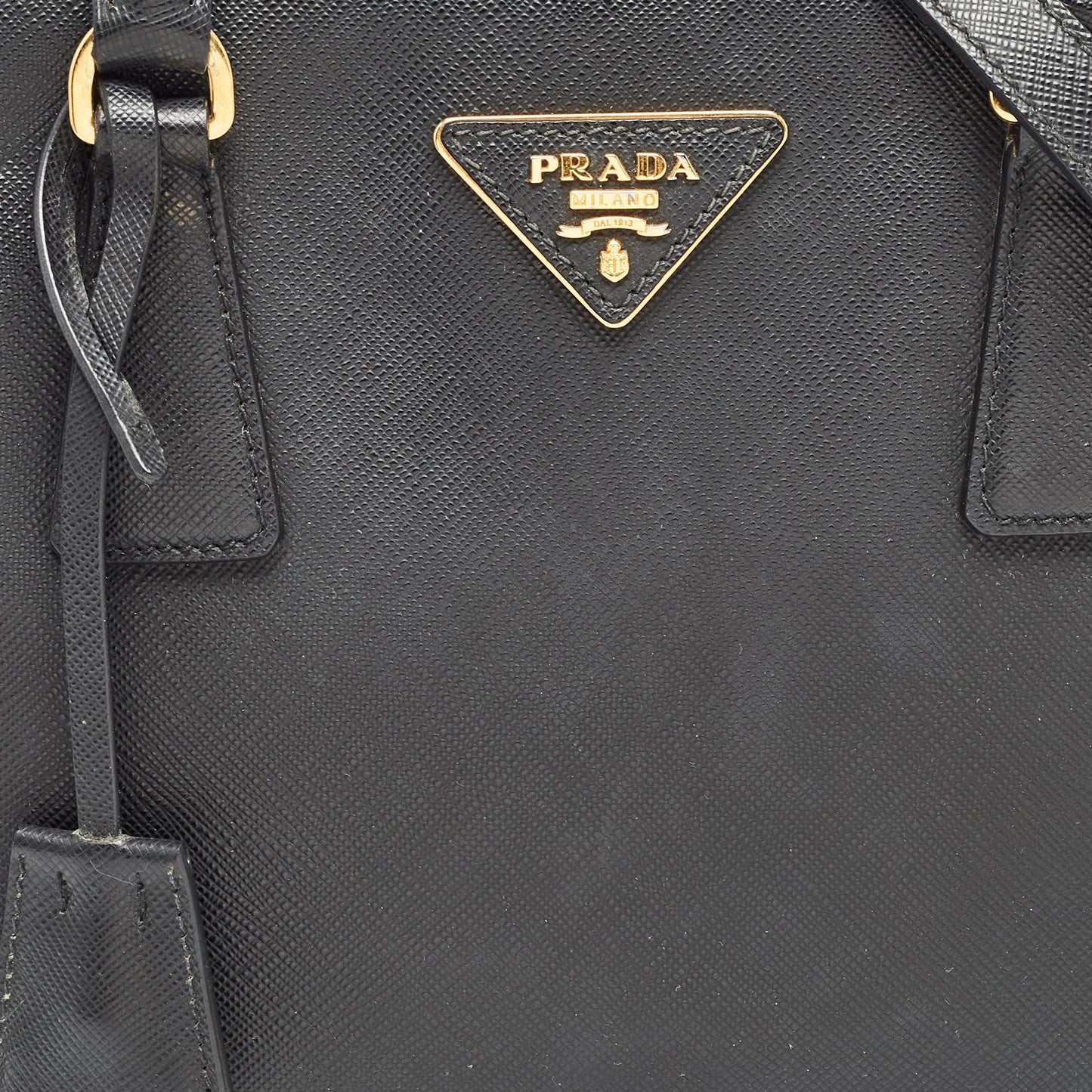 PRADA Black Saffiano Leather Small Double Zip Tote