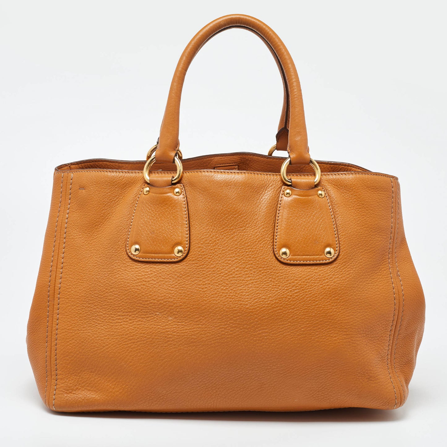 PRADA Brown Vitello Daino Leather Open Tote