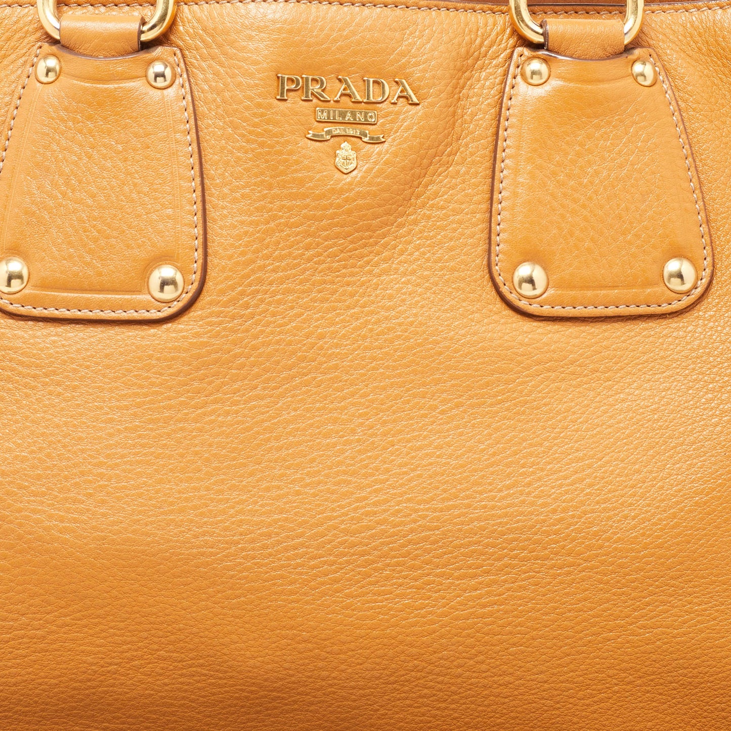 PRADA Brown Vitello Daino Leather Open Tote