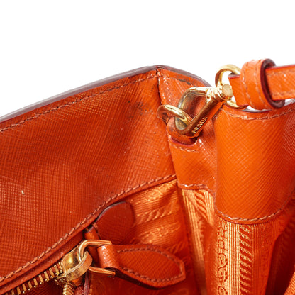 PRADA Orange Saffiano Vernice Leather Parabole Tote