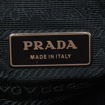 PRADA Black Leather Logo Hobo