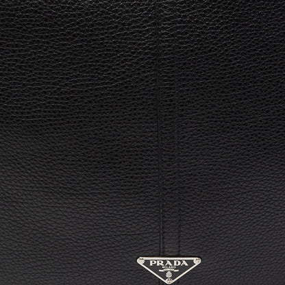 PRADA Black Leather Logo Hobo