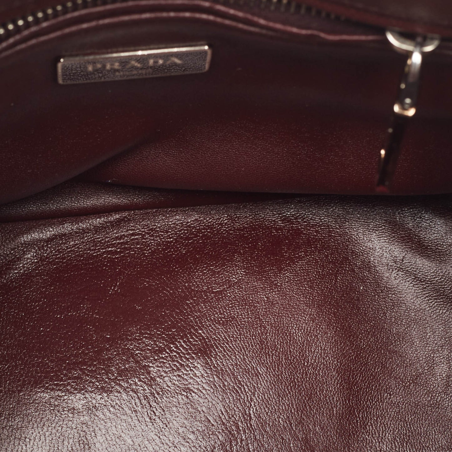 PRADA Burgundy Saffiano Lux Leather Small Galleria Double Zip Tote