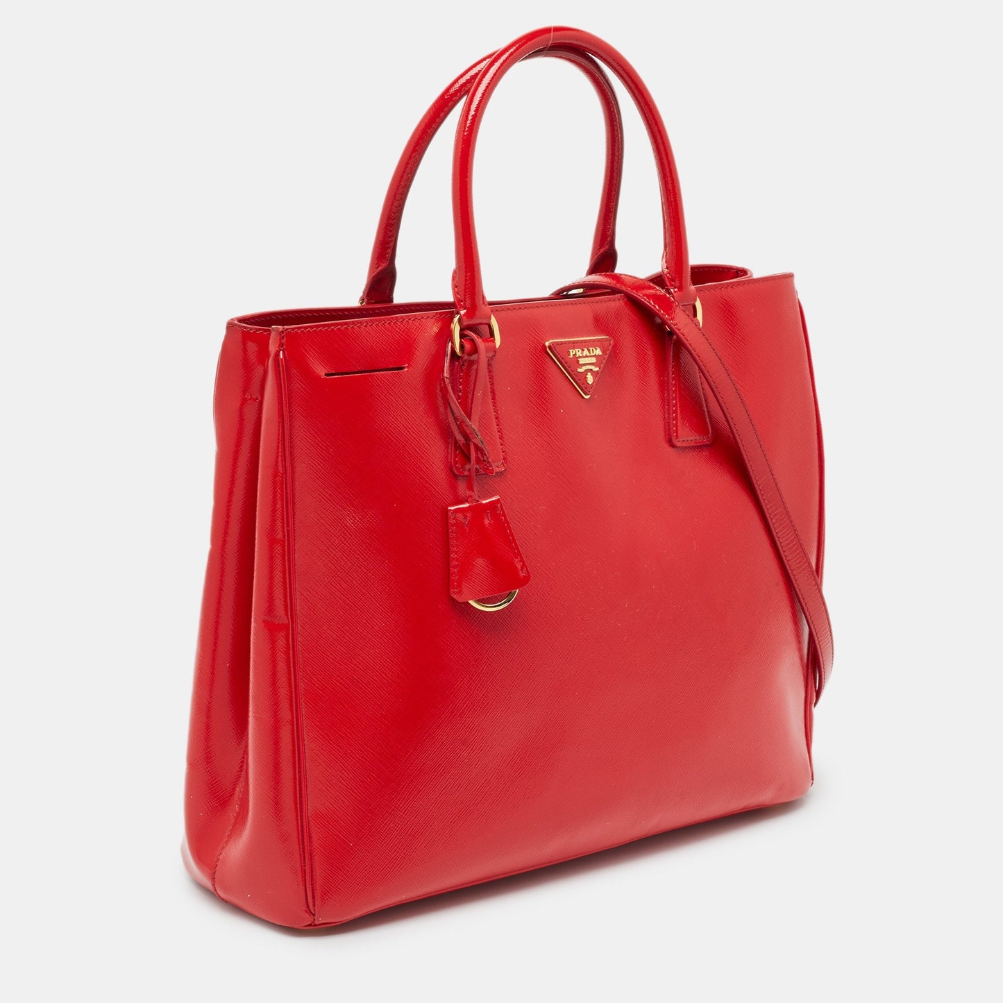 PRADA Red Saffiano Vernice Leather Galleria Tote