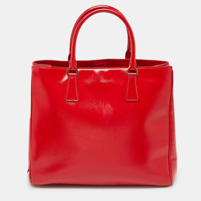 PRADA Red Saffiano Vernice Leather Galleria Tote