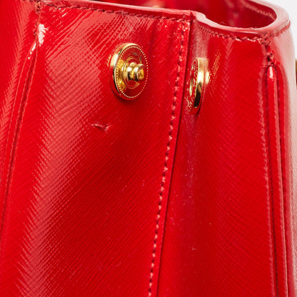 PRADA Red Saffiano Vernice Leather Galleria Tote