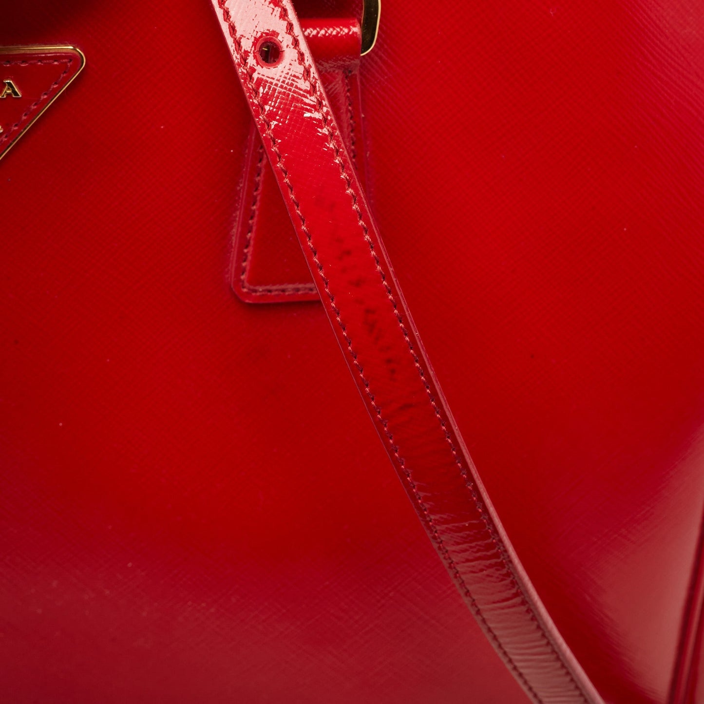 PRADA Red Saffiano Vernice Leather Galleria Tote