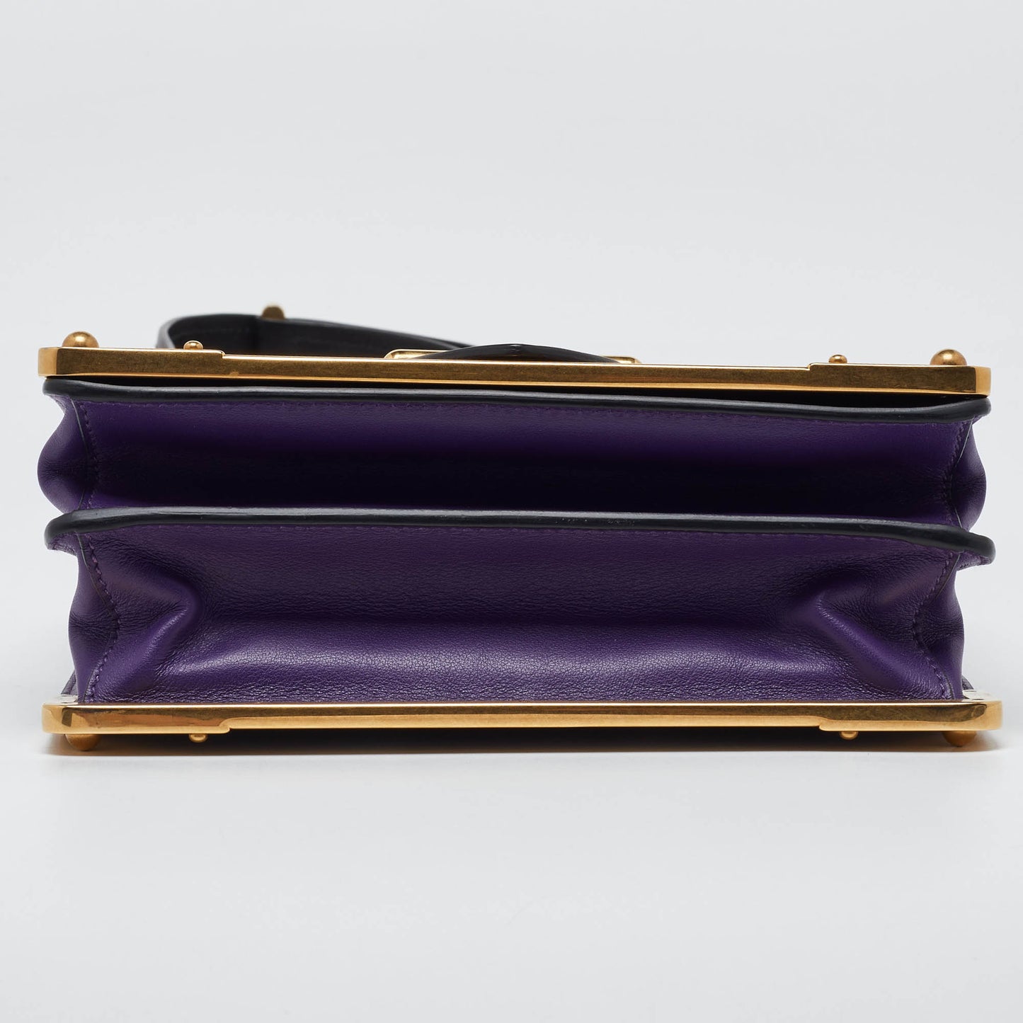 PRADA Violet/Black Saffiano Leather Cahier Flap Shoulder Bag