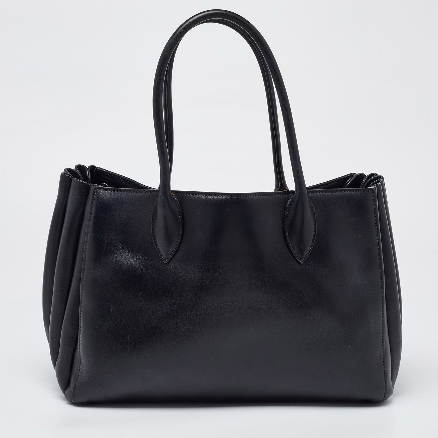 PRADA Black Leather City Bibliotheque Tote