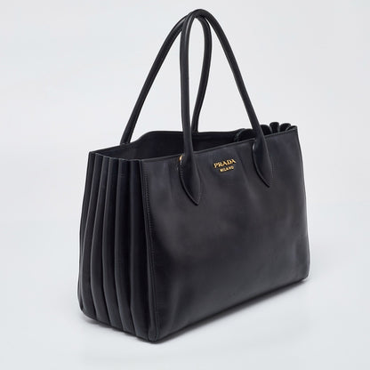 PRADA Black Leather City Bibliotheque Tote