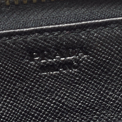 PRADA Black Quilted Saffiano Leather Zip Around Wallet