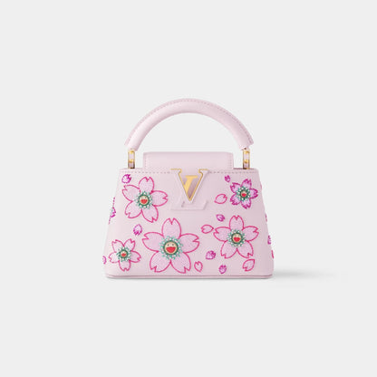 LV x TM Capucines Mini Handbag Lambskin Leather Cherry Blossom Motifs