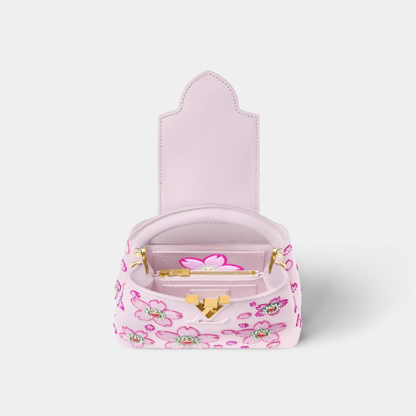 LV x TM Capucines Mini Handbag Lambskin Leather Cherry Blossom Motifs