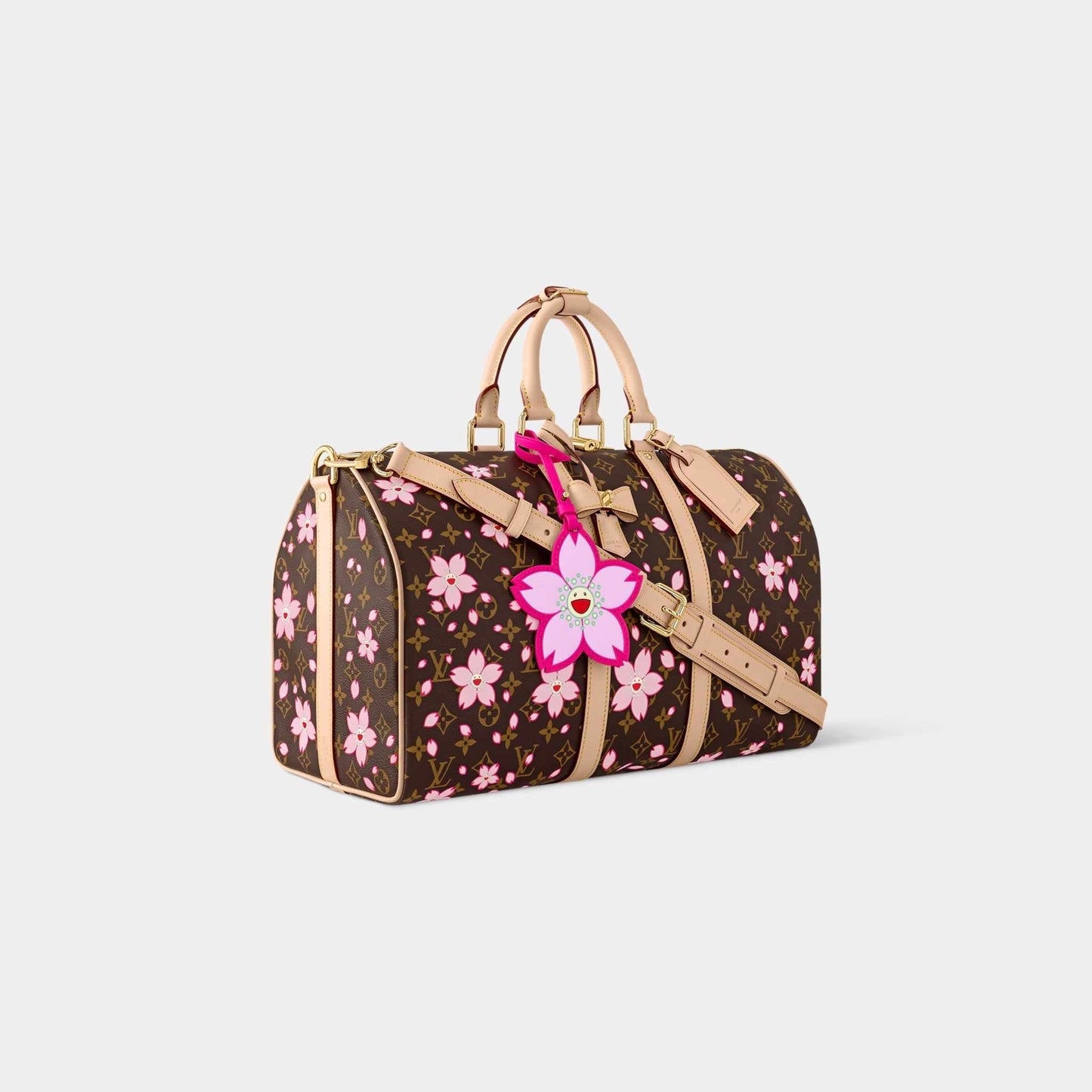LV x TM Keepall Bandoulière 45 Monogram Cherry Blossom Motifs