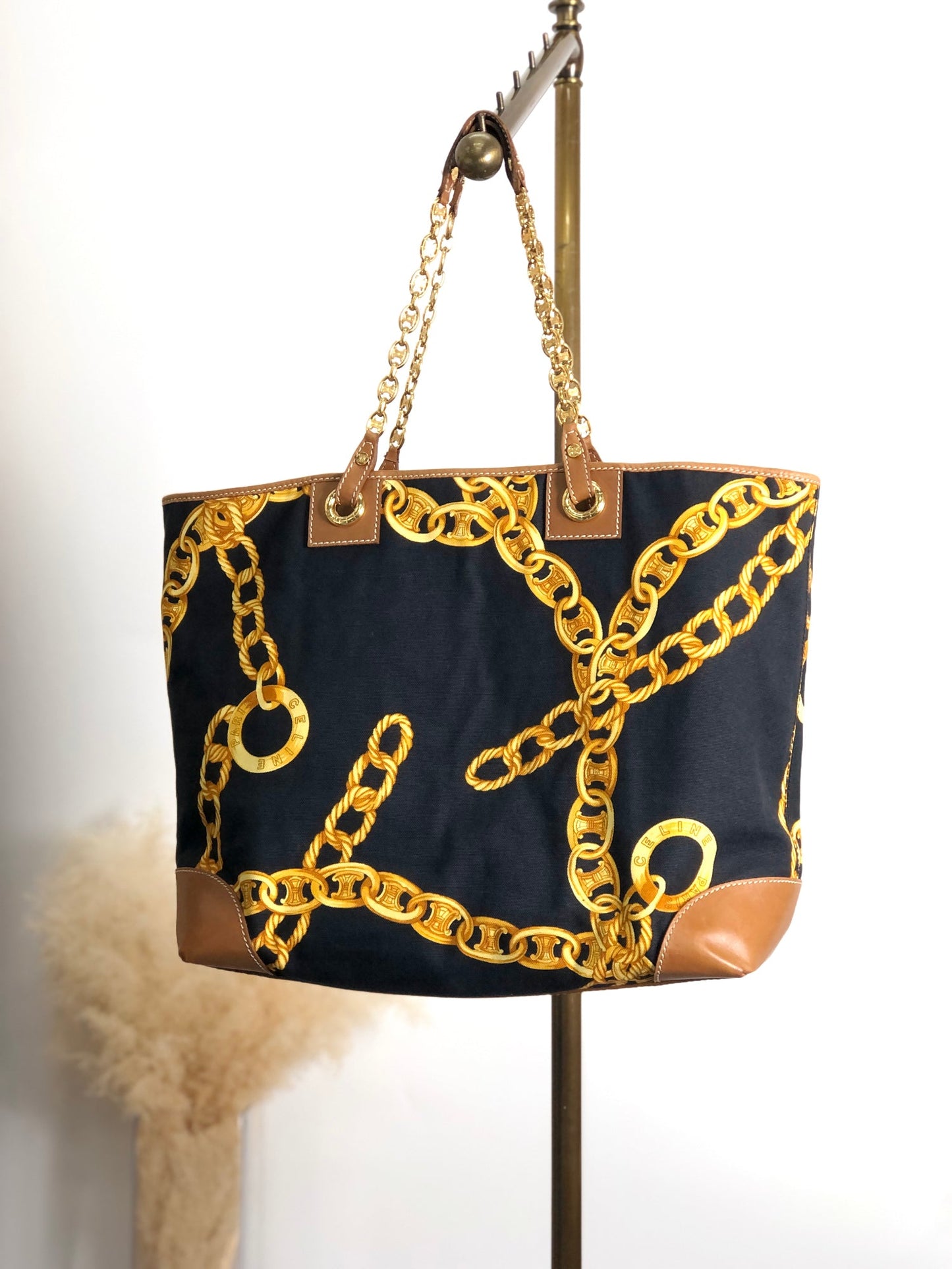 CELINE  Chain Shoulder bag Totebag Black Vintage vskgie