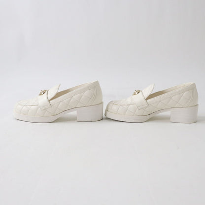 Chanel Lambskin Heart Turnlock Loafers White